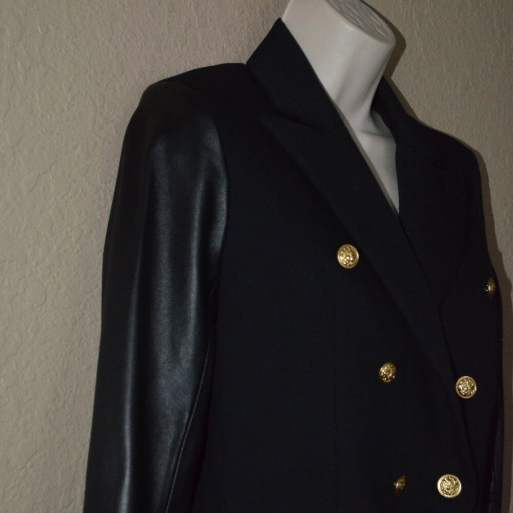 NWOT $447 Sz XS Generation Love Enzo Black Leather Sleeve Blazer - Picture 5 of 7